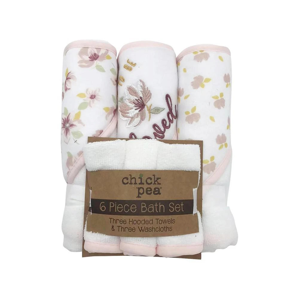 商品Chickpea|Baby Girls Bath Hooded Towels and Washcloths, 6 Piece Set,价格¥67,第1张图片