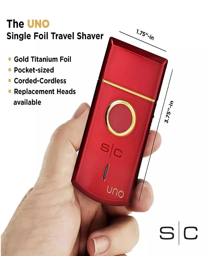 商品StyleCraft Professional|Uno Travel Sized Single USB Rechargeable Mens Foil Shaver with Cap- Red,价格¥420,第3张图片详细描述