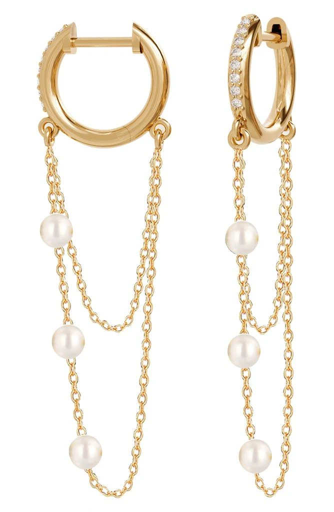 商品Gabi Rielle|Imitation Pearl Chain Drop Huggie Hoop Earrings,价格¥360,第1张图片