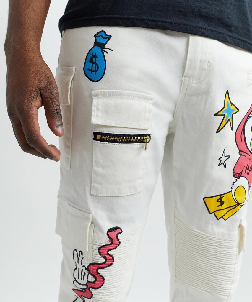 Money Bear Cargo Denim Jeans - White商品第9张图片规格展示