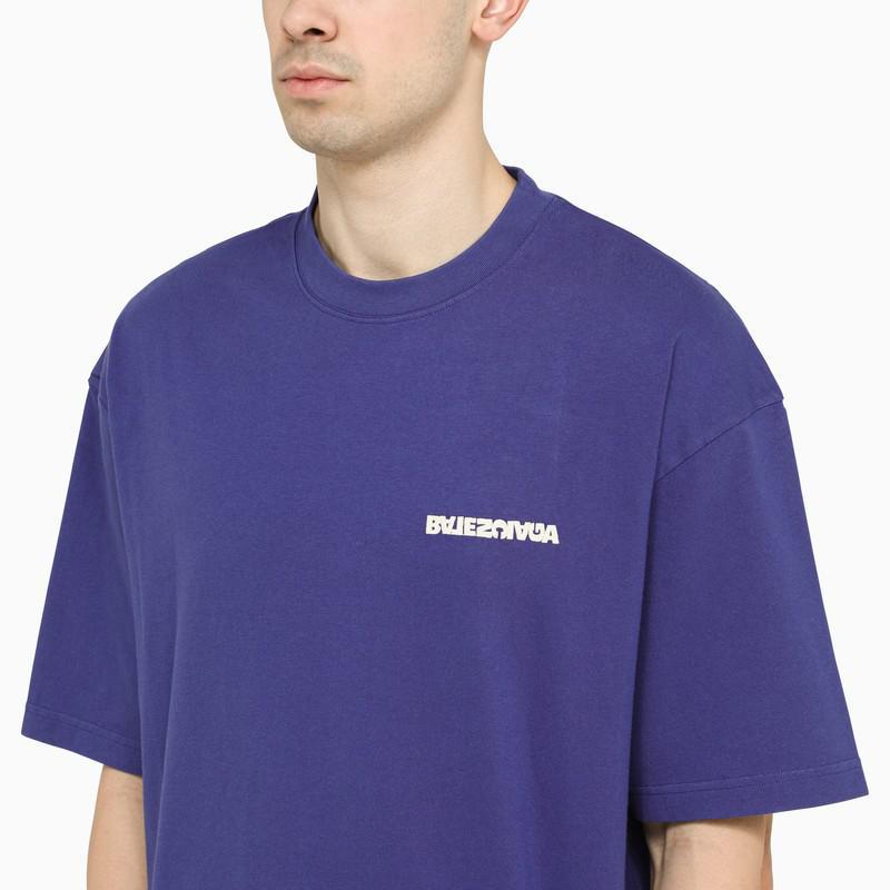 Balenciaga Indigo t-shirt with contrasting logo商品第4张图片规格展示