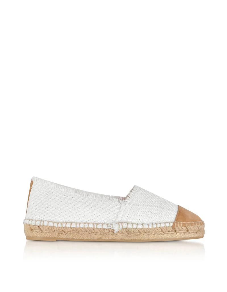 商品CASTAÑER|Castañer Kampala White Canvas And Natural Suede Flat Espadrilles,价格¥1121,第1张图片