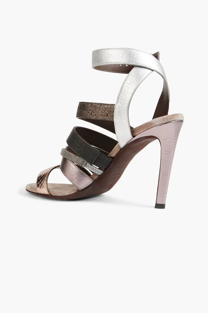 商品Brunello Cucinelli|Embellished metallic leather sandals,价格¥2955,第3张图片详细描述