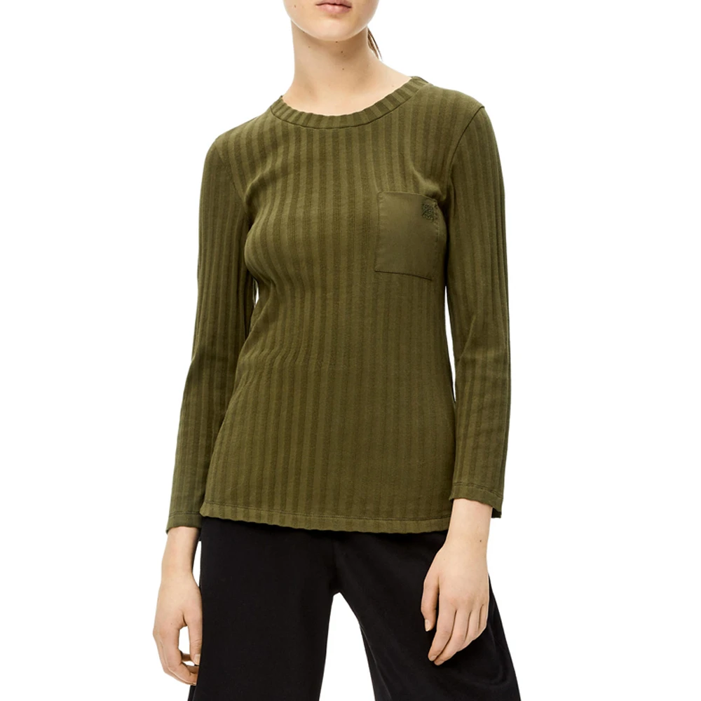 LOEWE 女士卡其绿色罗纹棉上衣 S540Y07X67-4160 商品