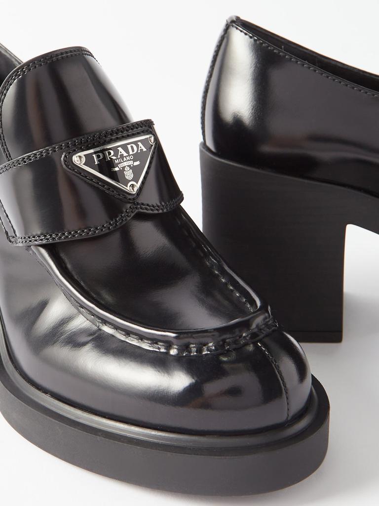 Triangle-logo 85 heeled leather loafers商品第6张图片规格展示