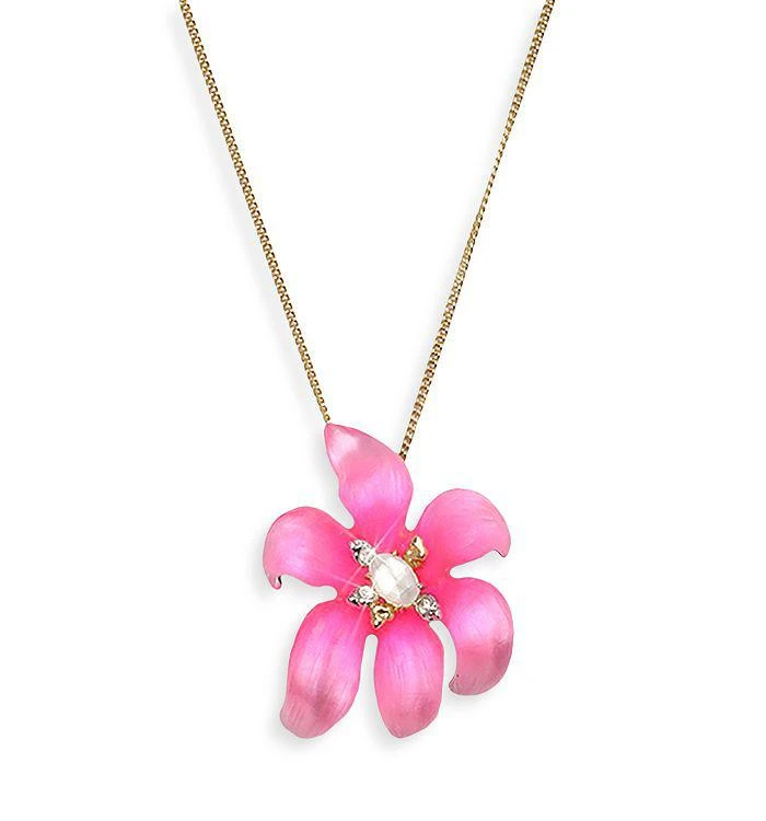 商品Alexis Bittar|Lily Lucite Flower Pendant Necklace in 14K Gold Plated, 16"-18",价格¥1107,第1张图片