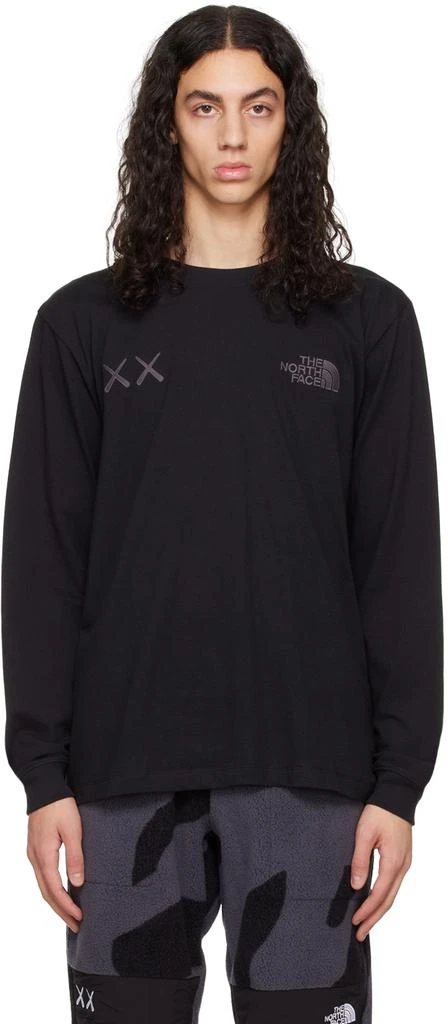 商品The North Face|Black KAWS Edition Embroidered Long Sleeve T-Shirt,价格¥671,第1张图片