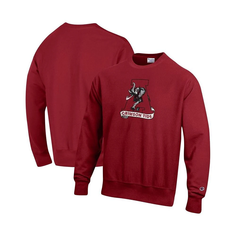 商品CHAMPION|Men's Crimson Alabama Crimson Tide Vault Logo Reverse Weave Pullover Sweatshirt,价格¥553,第1张图片