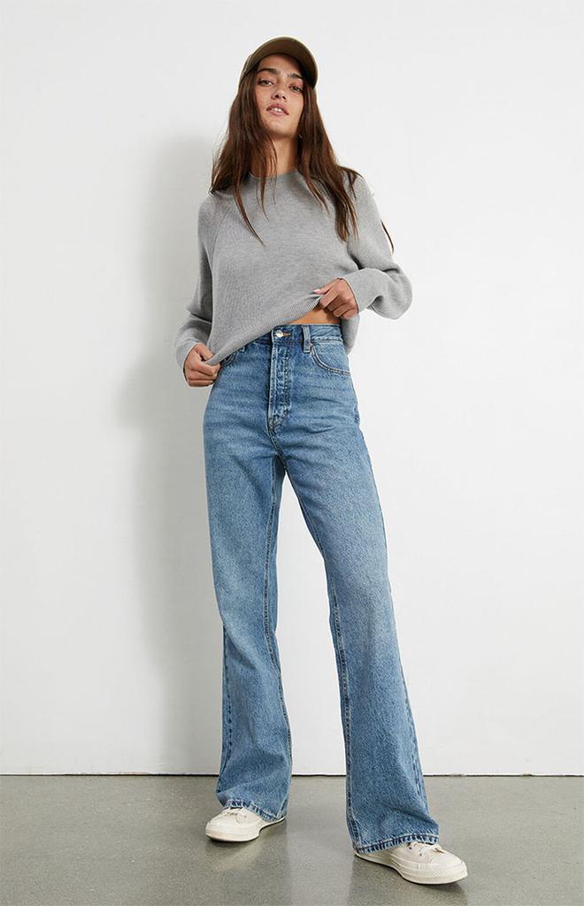 Eco Medium Blue High Waisted Bootcut Jeans商品第1张图片规格展示