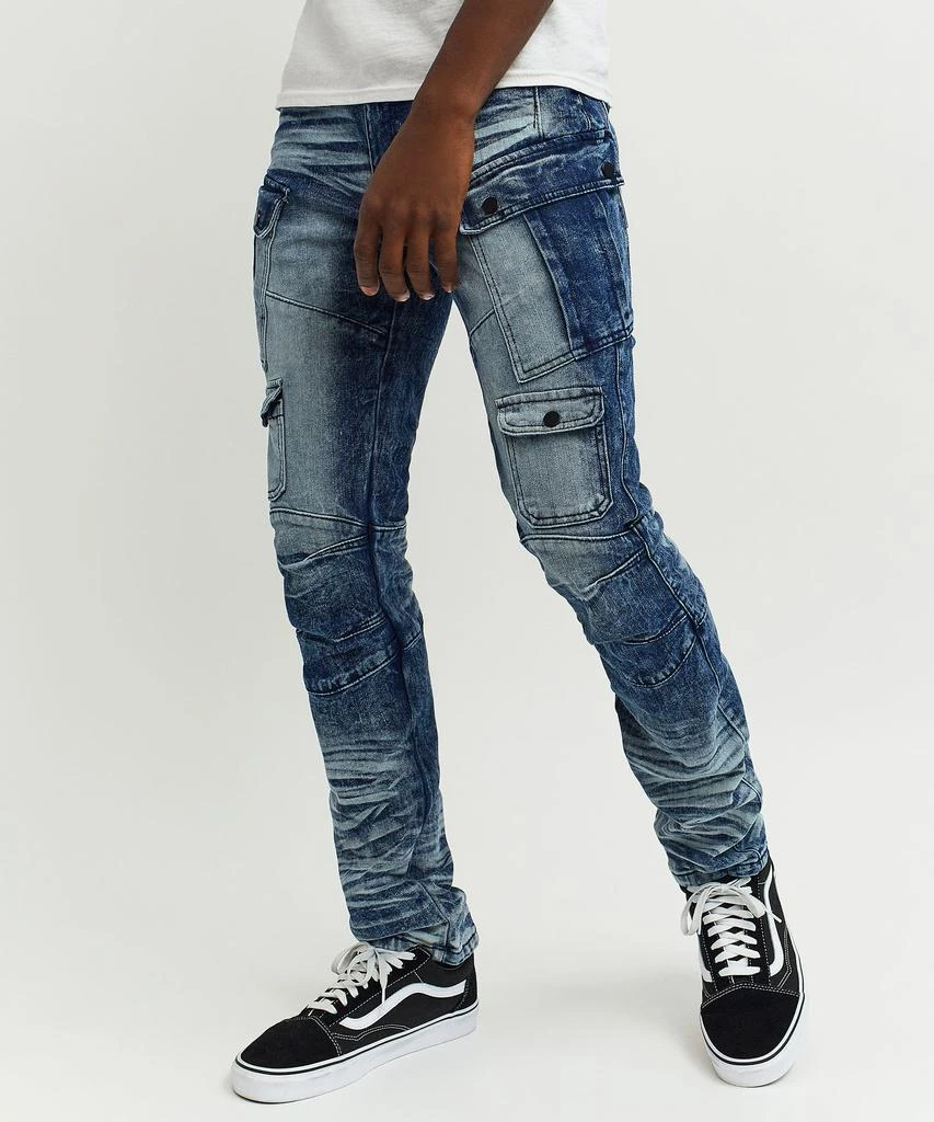 商品Reason Clothing|Dwayne Clean Multi Pocket Utility Cargo Denim - Icy Blue,价格¥253,第5张图片详细描述