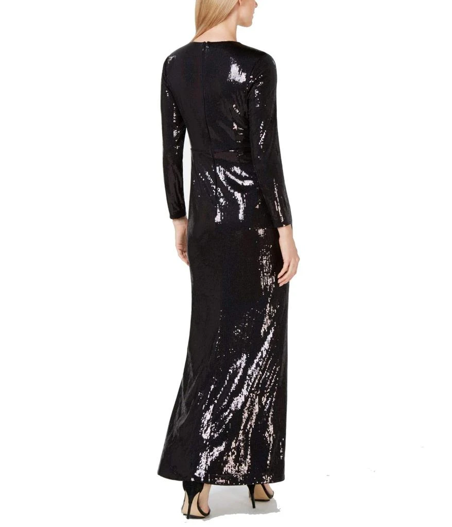 商品Calvin Klein|Women's Long Sleeve Sequin Gown with Cross Front V Neckline,价格¥2246,第2张图片详细描述
