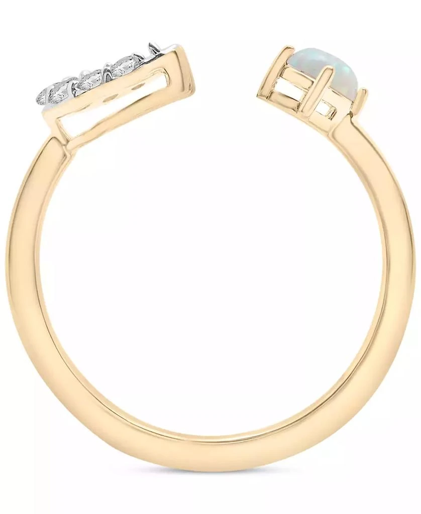 Lab-Created Opal (1/10 ct. t.w.) & Lab-Created White Sapphire (3/8 ct. t.w.) Crescent Moon Cuff Ring in 14k Gold-Plated Sterling Silver 商品