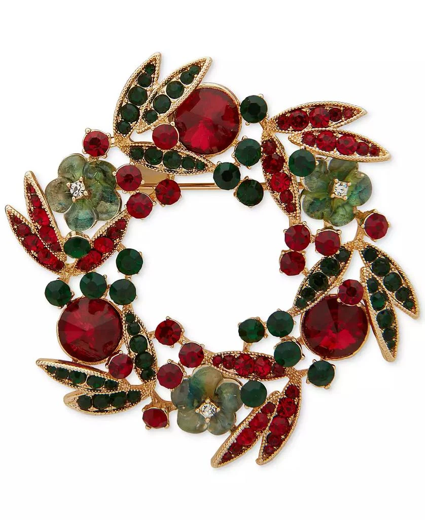 商品Anne Klein|Gold-Tone Color Crystal & Stone Wreath Pin,价格¥127,第1张图片