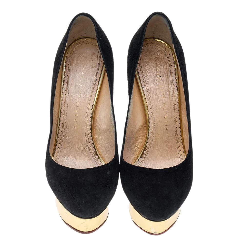 商品[二手商品] Charlotte Olympia|Charlotte Olympia Black Suede Dolly Platform Pumps Size 37.5,价格¥1199,第3张图片详细描述