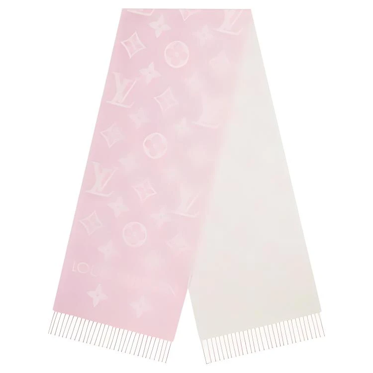 商品[国内直发] Louis Vuitton|流苏饰边 Monogram 图案 羊绒 绒线围巾 女款 粉色,价格¥6449,第1张图片