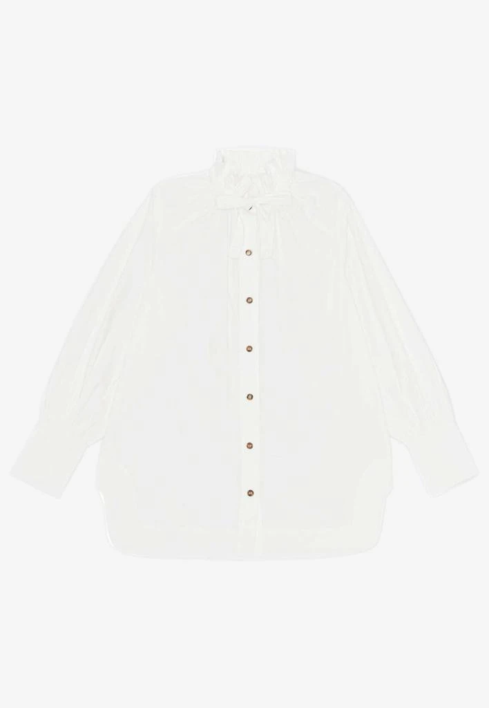 商品Ganni|Cotton Poplin Long-Sleeved Shirt,价格¥1575,第3张图片详细描述