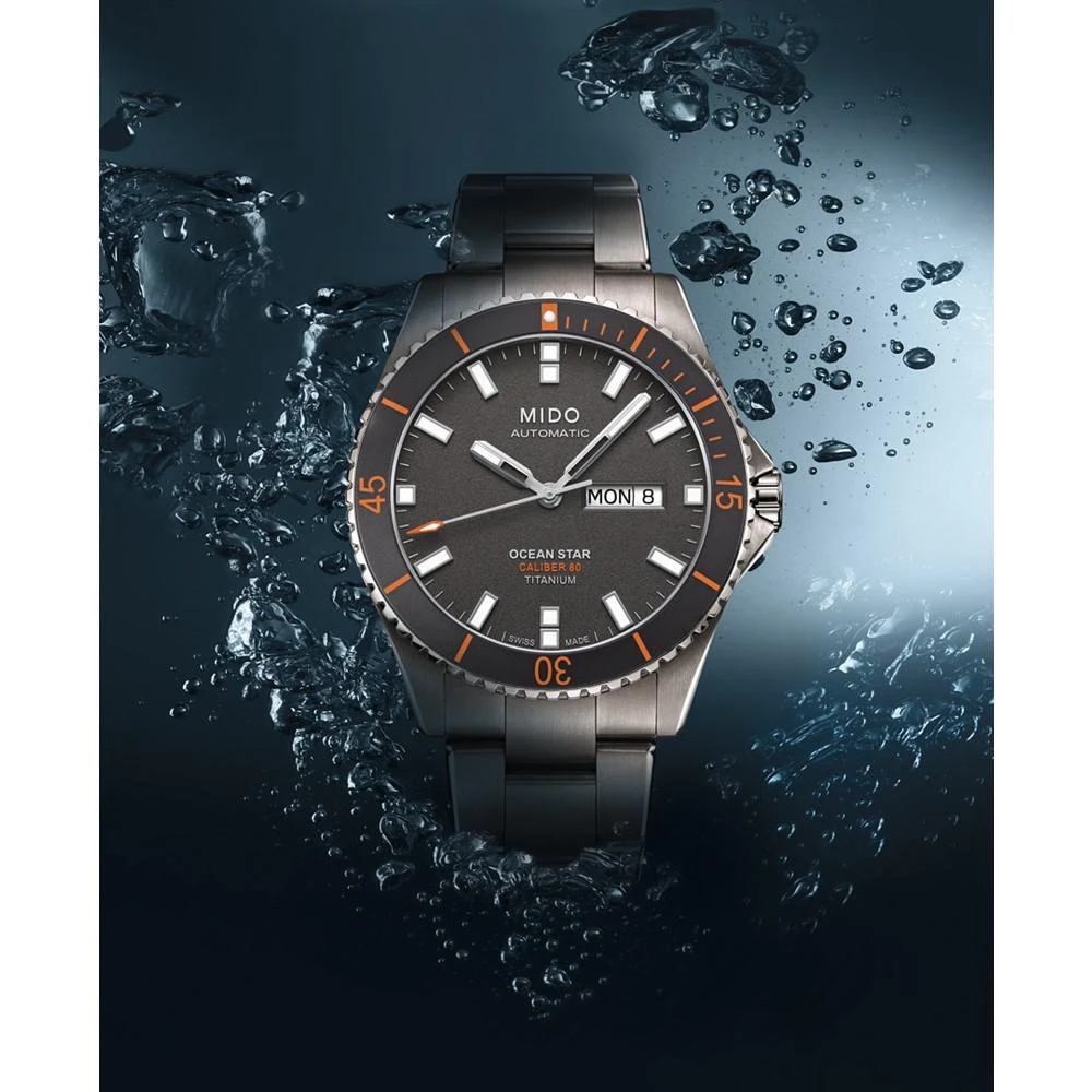 商品MIDO|Men's Swiss Automatic Ocean Star Captain V Titanium Bracelet Watch 42.5mm,价格¥8169,第4张图片详细描述