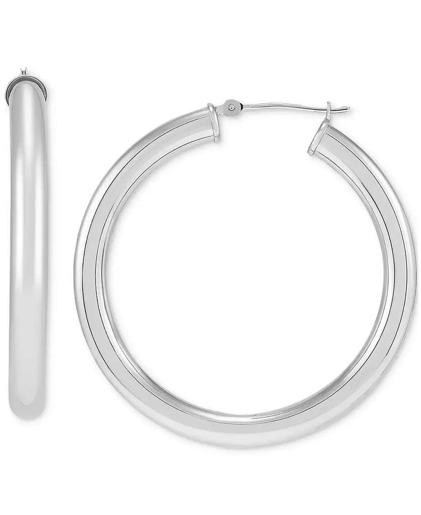 商品Italian Gold|Polished Tube Hoop Earrings in 14k White Gold (40mm),价格¥3014,第1张图片