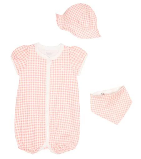商品Ralph Lauren|Baby gingham cotton playsuit, bib, and hat set,价格¥703,第1张图片