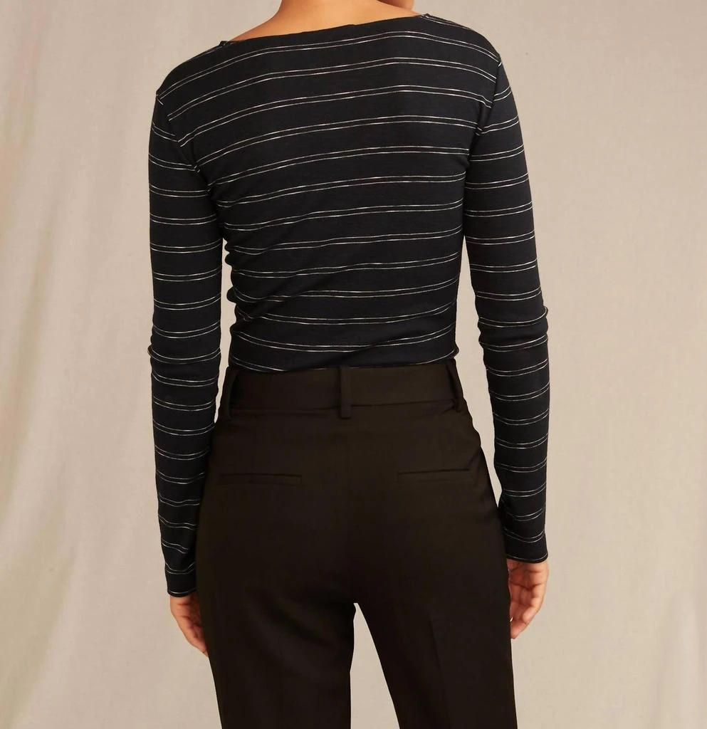 商品Vince|Double Pinstripe Long Sleeve Crew In Coastal/Powder Blue-988Cpb,价格¥691,第3张图片详细描述