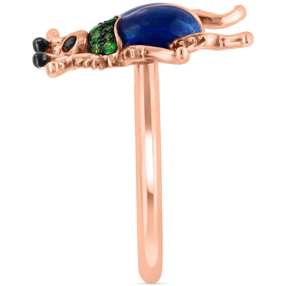 商品Effy|EFFY® Tsavorite (1/6 ct. t.w.) & Black Diamond Accent Beetle Ring in Blue Enamel & 14k Rose Gold,价格¥3912,第7张图片详细描述