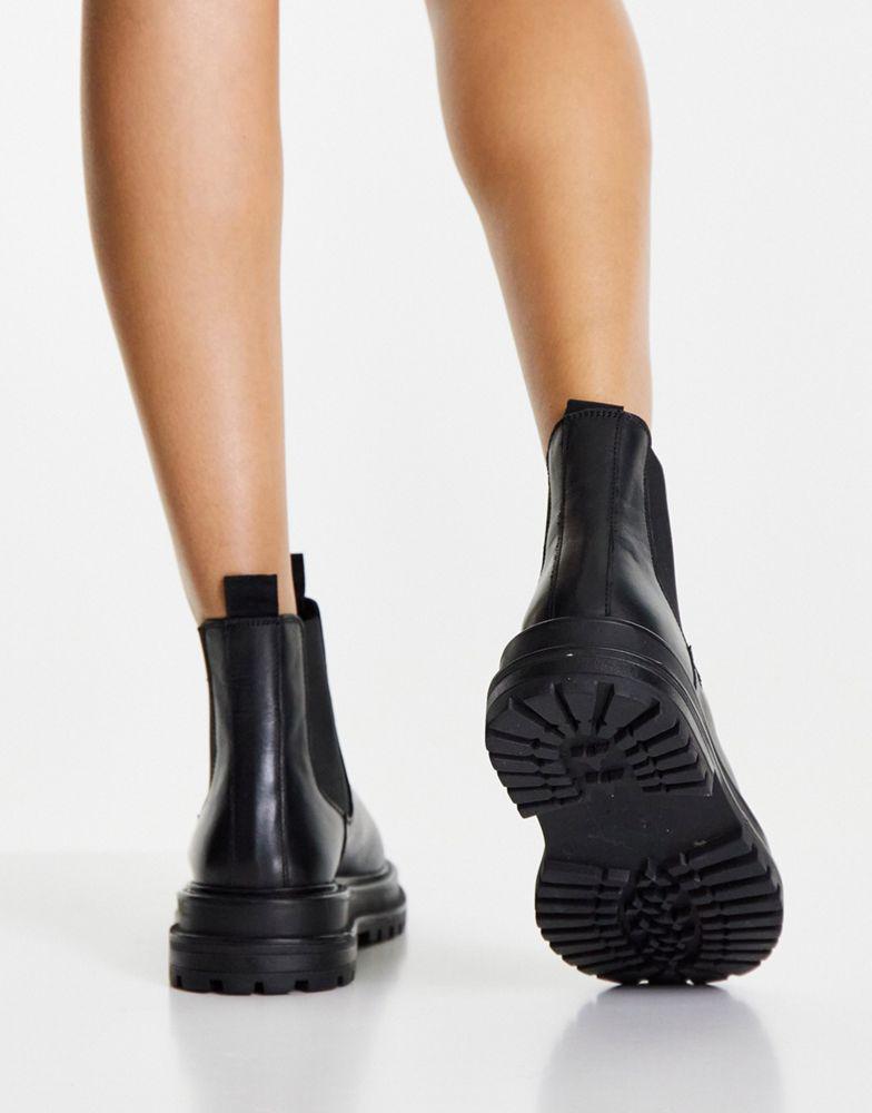 ASOS DESIGN Wide Fit Appreciate leather chelsea boots in black商品第2张图片规格展示