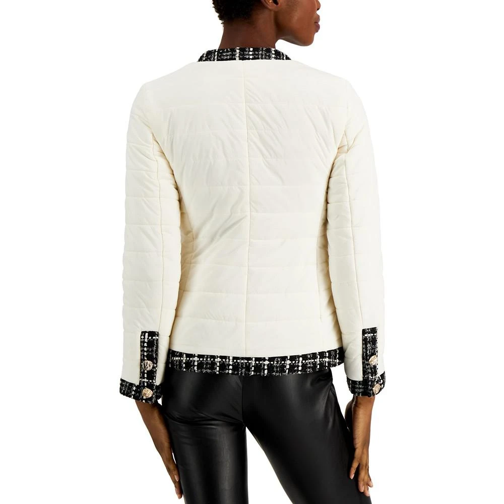 商品Anne Klein|Quilted Tweed-Trim Puffer Jacket,价格¥1481,第2张图片详细描述