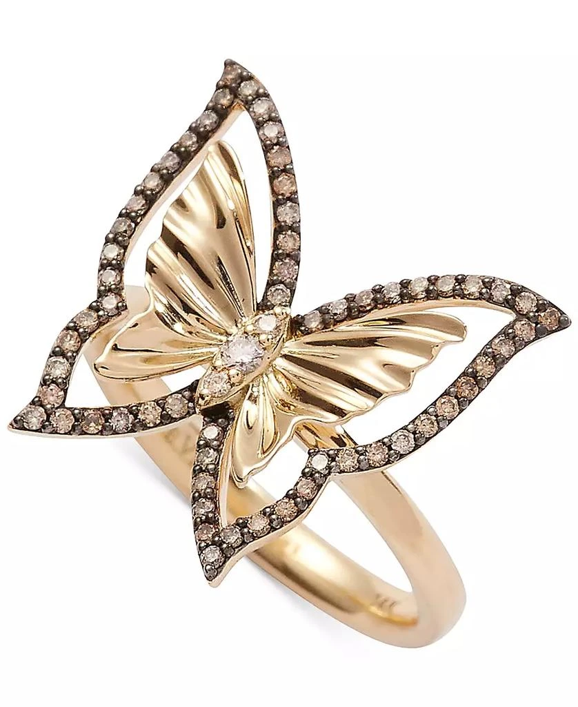 商品Le Vian|Chocolate Diamond & Nude Diamond Butterfly Ring (1/3 ct. t.w.) in 14k Gold,价格¥9424,第1张图片