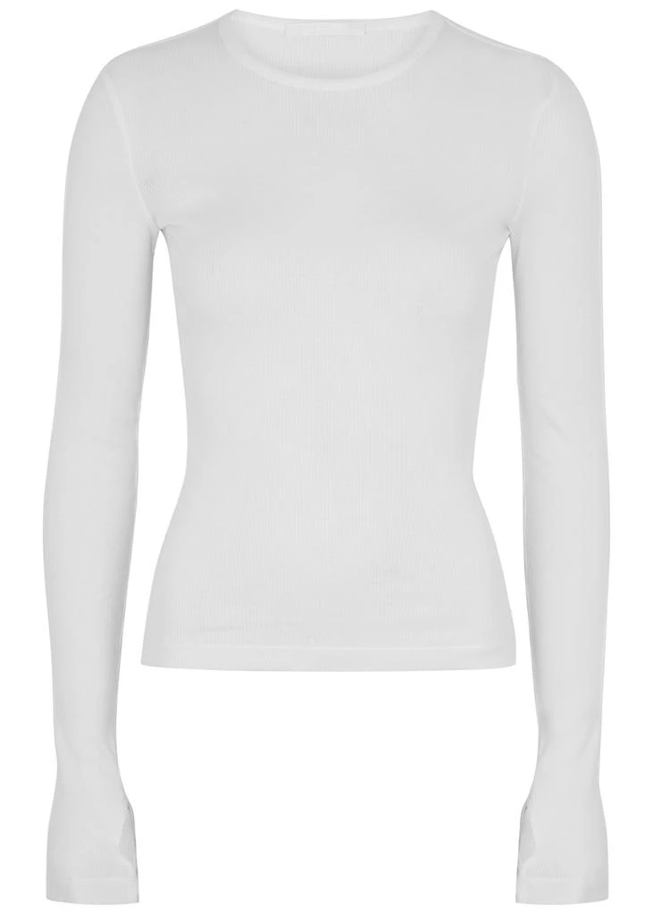 商品Helmut Lang|White ribbed cut-out cotton top,价格¥890,第1张图片