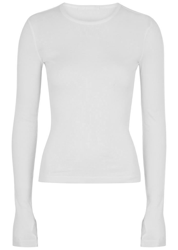 商品Helmut Lang|White ribbed cut-out cotton top,价格¥1495,第1张图片