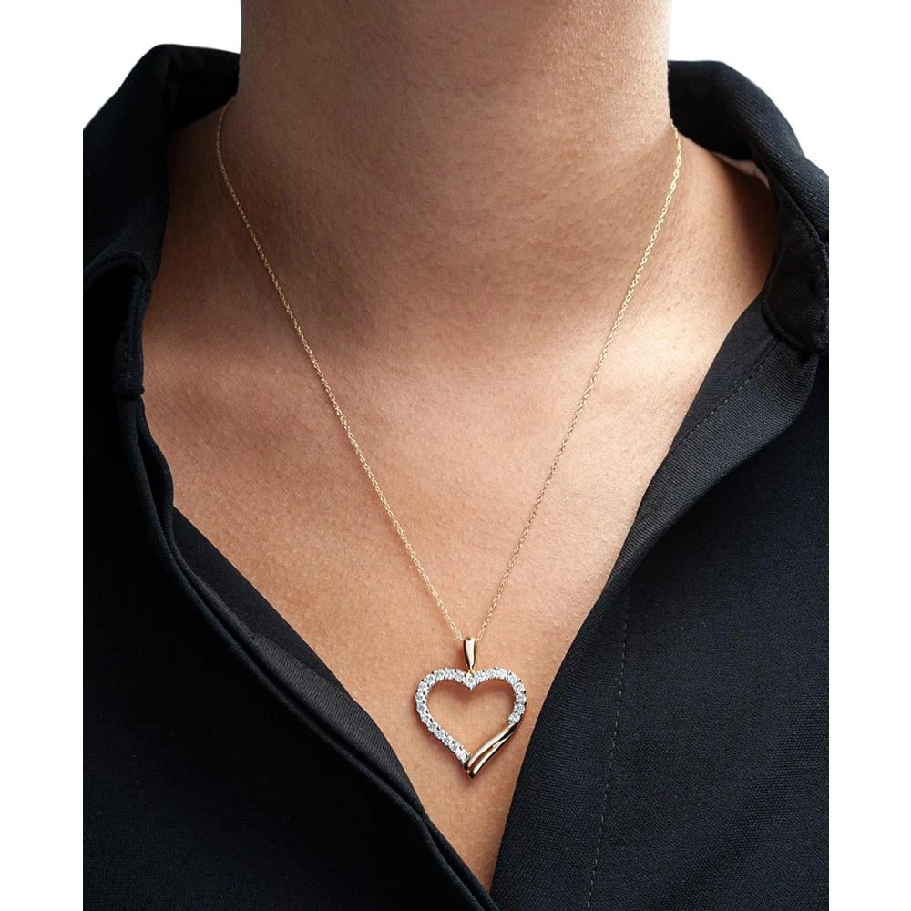 商品Macy's|Diamond Heart 20" Pendant Necklace (1 ct. t.w.) in 10k Gold,价格¥8329,第2张图片详细描述