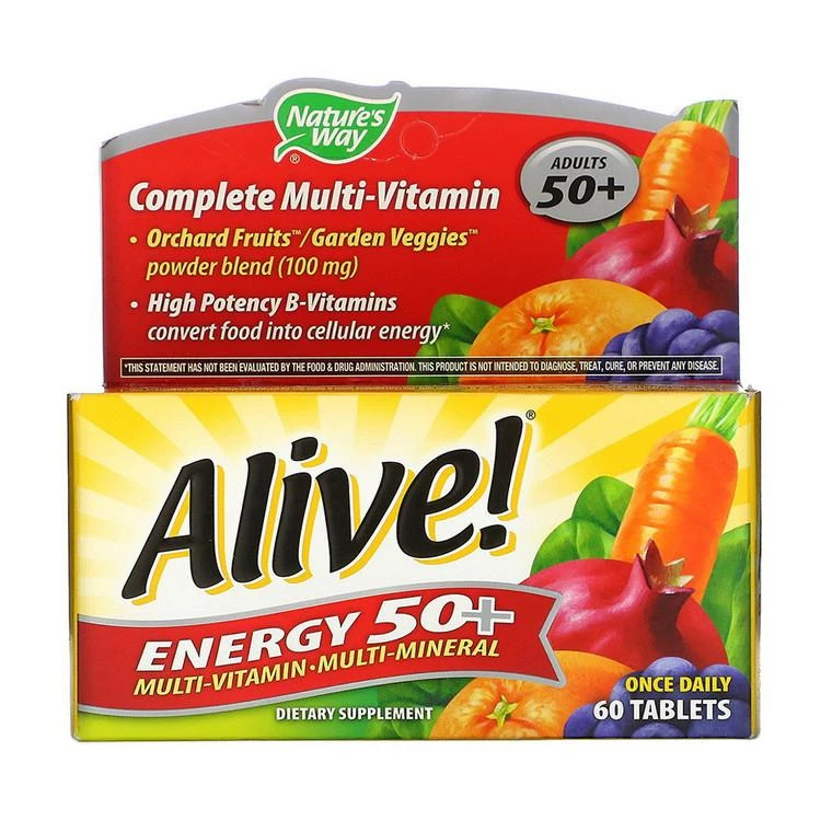 商品Nature's Way|Nature's Way Alive Energy 50 Plus Multi Vitamin and Mineral Tablets, 60 Ea,价格¥82,第1张图片