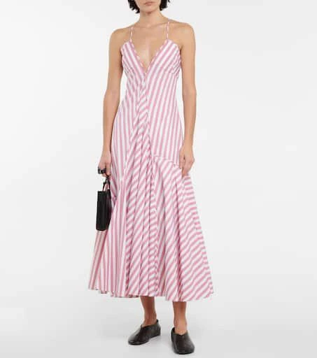 商品Jil Sander|条纹棉质加长连衣裙,价格¥6249,第2张图片详细描述