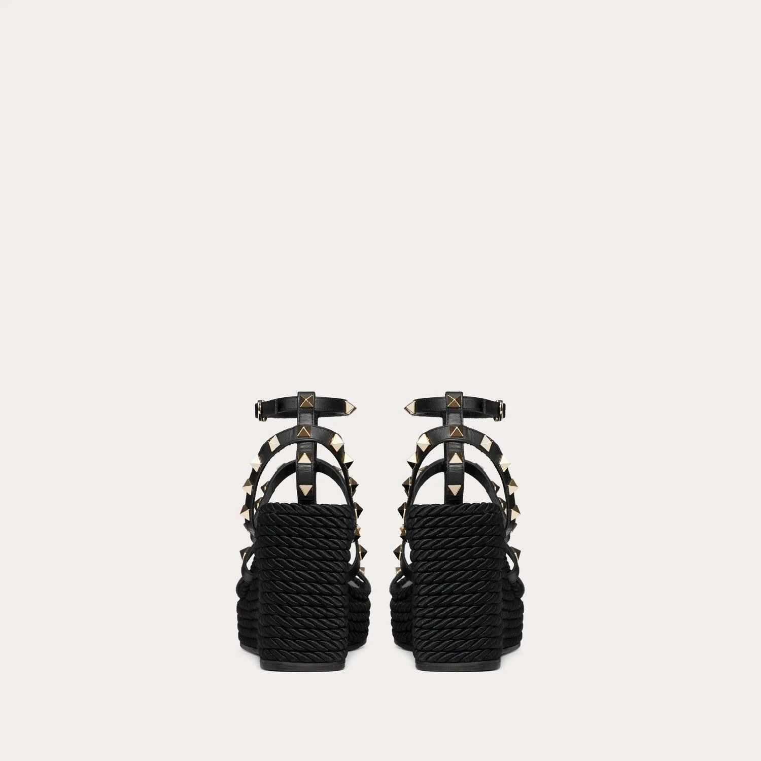 【预售】 华伦天奴 25春夏 女士 坡跟鞋 SANDALES COMPENSÉES ROCKSTUD À BRIDES EN VEAU. TALON : 95 MM 4W2S0F95BAE_0NO  商品