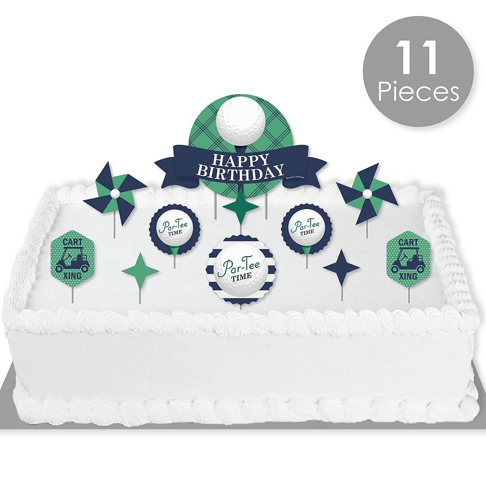 商品Big Dot of Happiness|Par-Tee Time - Golf - Birthday Party Cake Decorating Kit - Cake Topper Set 11 Pc,价格¥119,第2张图片详细描述