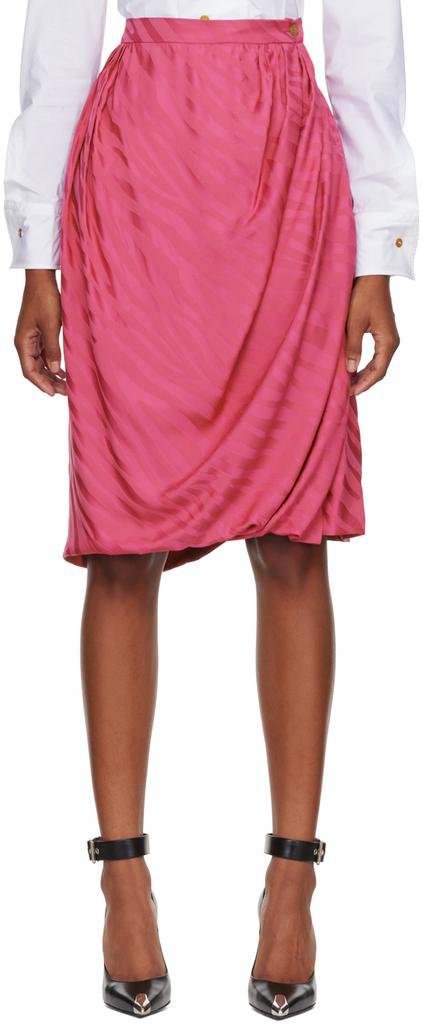 Pink Drunken Drape Midi Skirt商品第1张图片规格展示