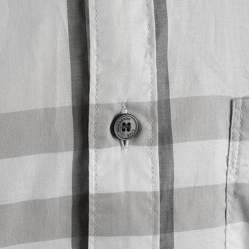 Burberry 博柏利 男士灰白色纯棉格子长袖衬衫 3942560商品第3张图片规格展示