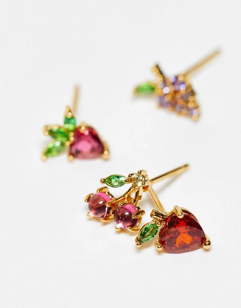 商品Girls Crew|Girls Crew 18k gold plated fruit basket stud set,价格¥509,第4张图片详细描述