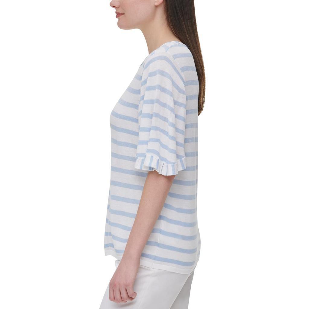 商品Calvin Klein|Calvin Klein Womens Striped Ruffled Sleeve Sweater,价格¥44-¥52,第4张图片详细描述