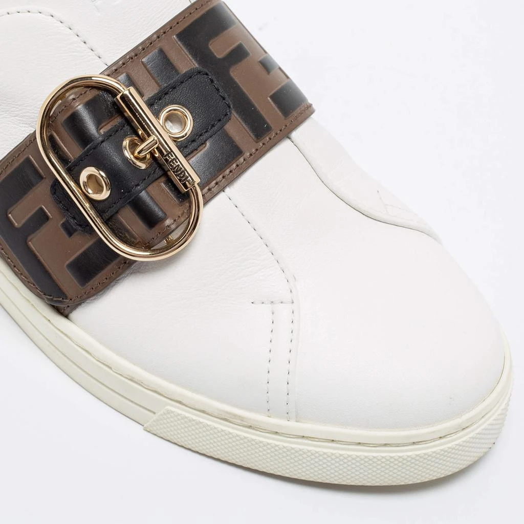 Fendi White/Brown Leather FF Low Top  Sneakers Size 37 商品