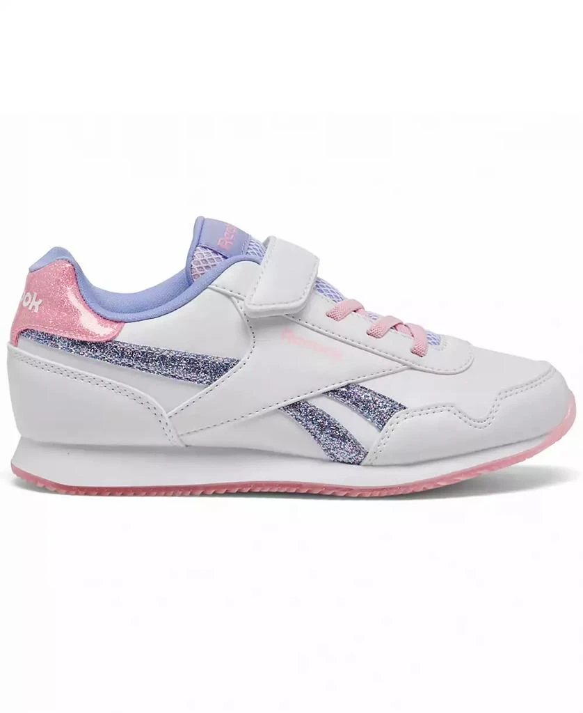 商品Reebok|Little Girls Royal Classic Leather Jog 3.0 Fastening Strap Casual Sneakers from Finish Line,价格¥336,第2张图片详细描述