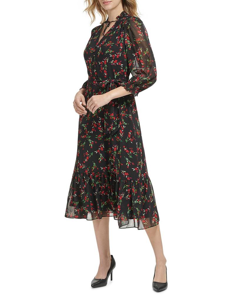 Floral Chiffon Midi Dress商品第3张图片规格展示