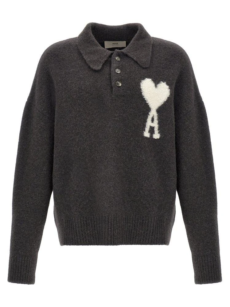 商品AMI|AMI Paris Ami de Coeur Knit Polo Sweater,价格¥3726,第1张图片