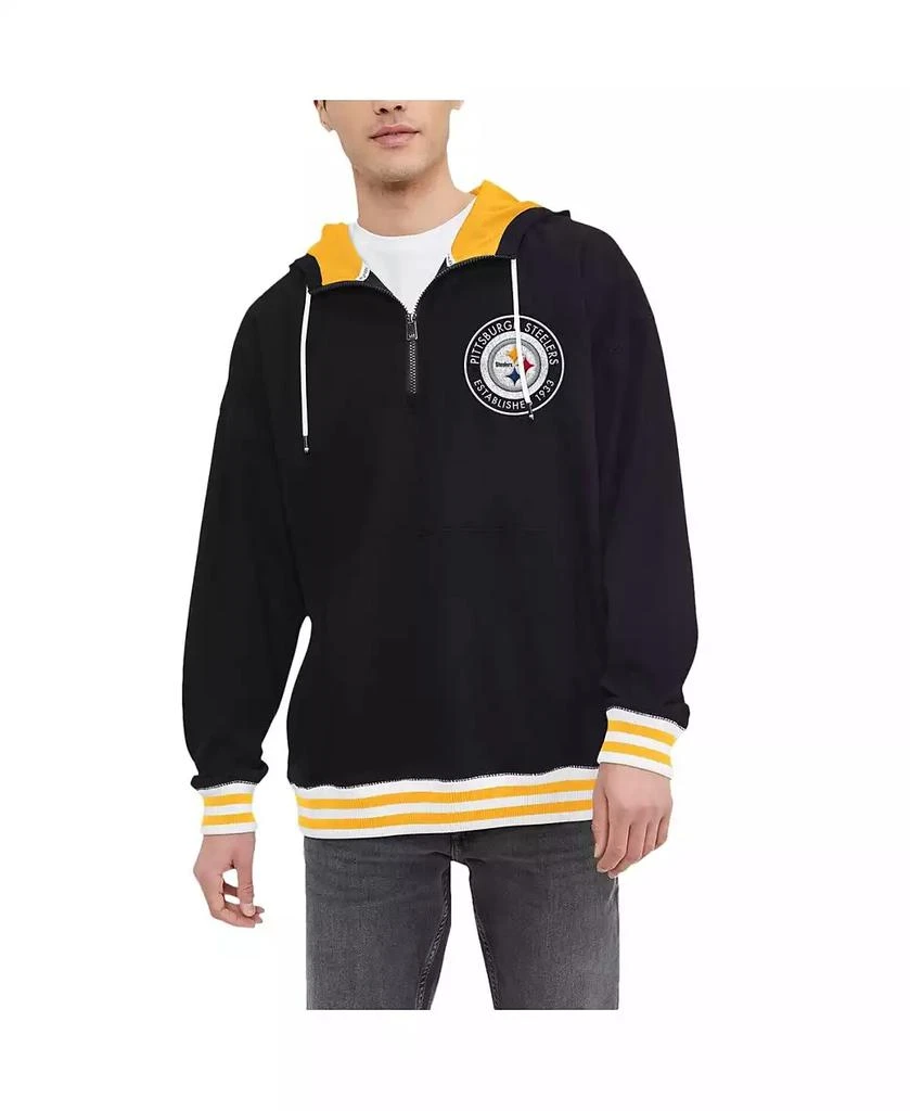 商品Tommy Hilfiger|Men's Black Pittsburgh Steelers Aaron Quarter-Zip Hoodie,价格¥579,第1张图片