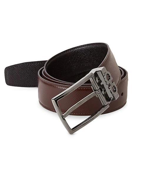 商品Salvatore Ferragamo|Reversible Leather Gunmetal Belt,价格¥3293,第1张图片