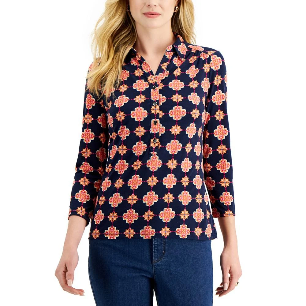 商品Charter Club|Petite Medallion Print Blouse, Created for Macy's,价格¥149,第1张图片