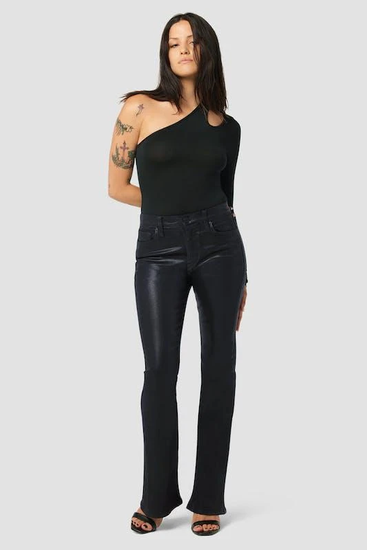 商品Hudson|Barbara High-Rise Bootcut Petite Jean Noir Coated,价格¥1699,第1张图片