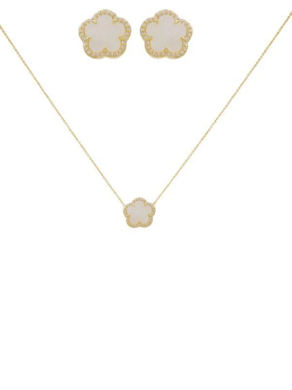 商品JanKuo|Flower 2-Piece 14K Goldplated & Cubic Zirconia Necklace & Earrings Set,价格¥405,第1张图片详细描述