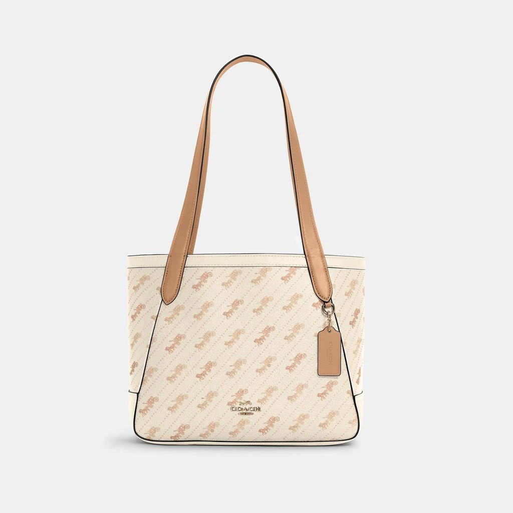 商品Coach|蔻驰女士27号PVC配皮单肩马车印花托特包,价格¥1032,第5张图片详细描述