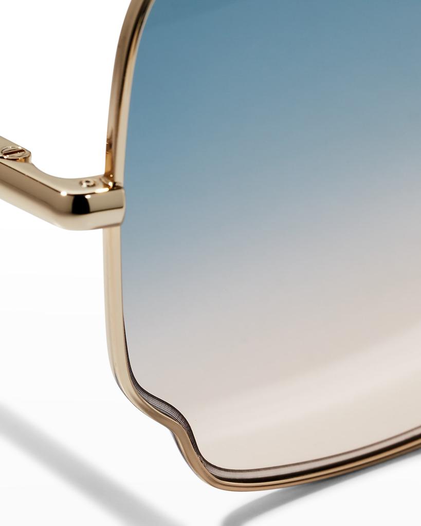 Oversized Geo Rectangle Metal Sunglasses商品第5张图片规格展示
